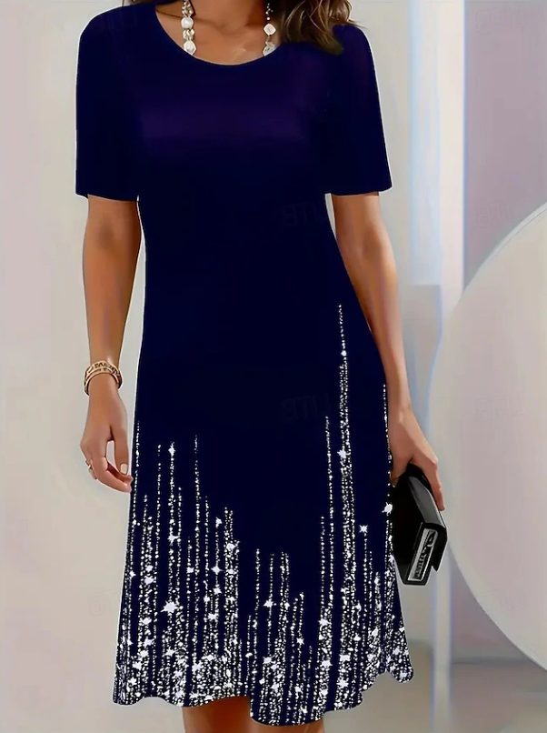 Sequin Midi Dress for Women - Navy Blue
