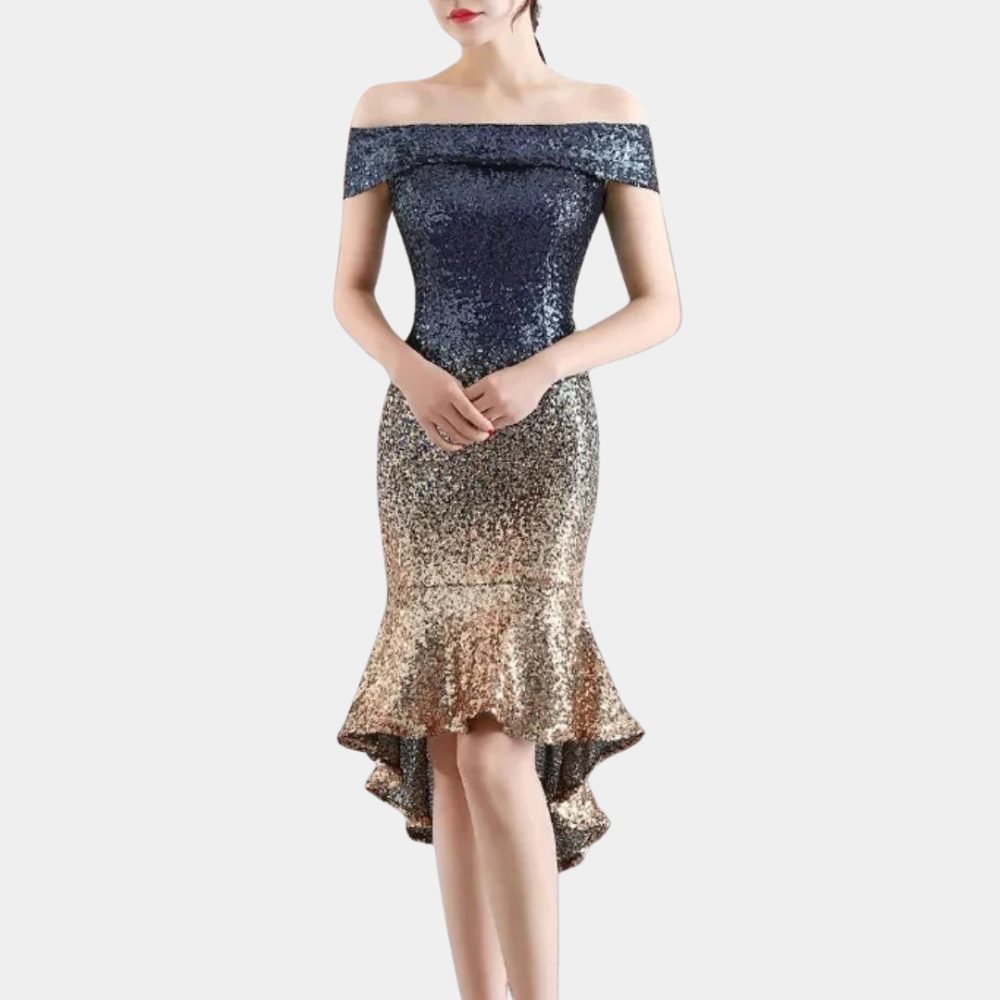 Sequin Off-Shoulder Midi Dress for Women