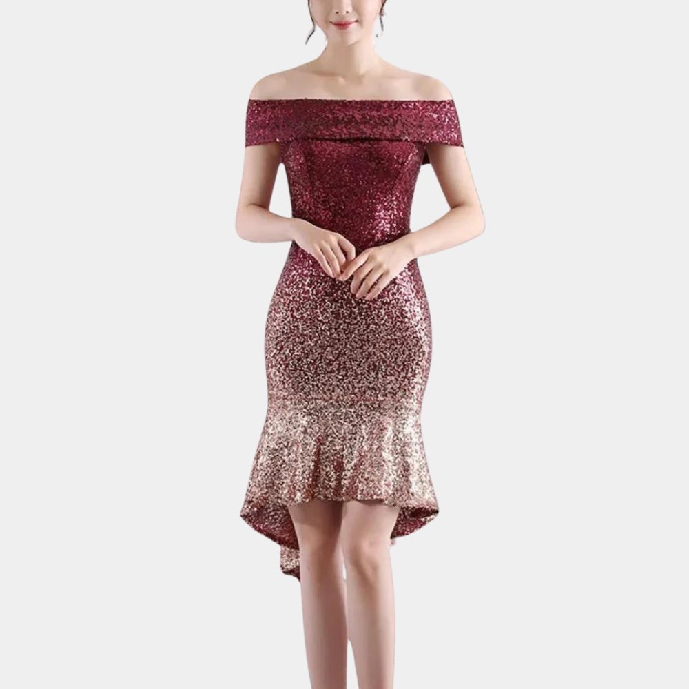 Sequin Off-Shoulder Midi Dress for Women