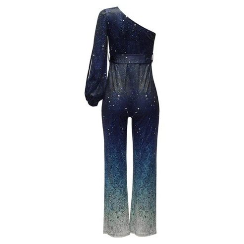 Sequin One-Shoulder Wide-Leg Jumpsuit for Women - View 4