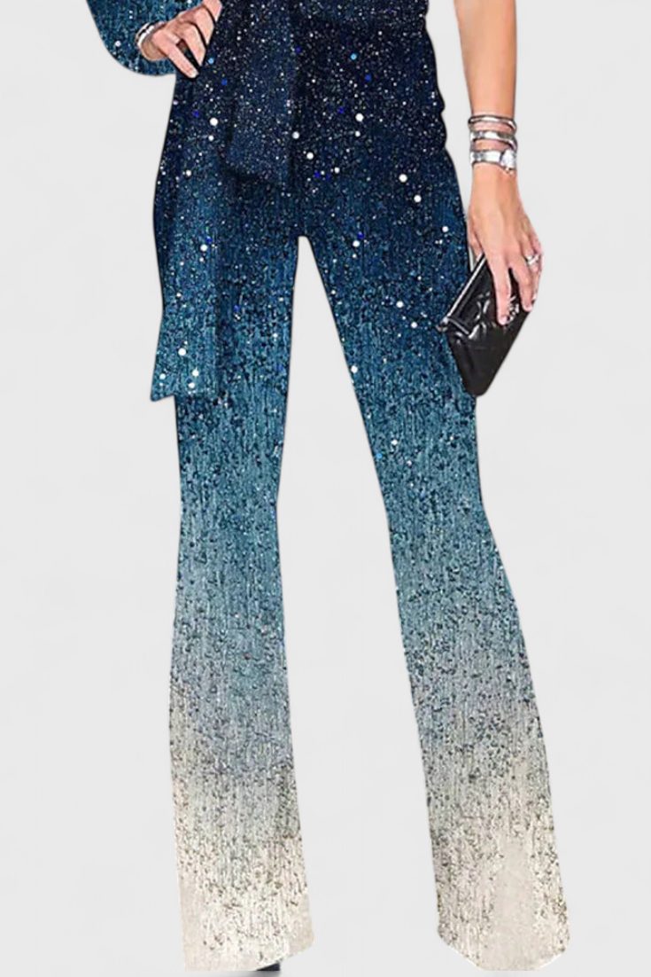 Sequin Wide Leg Jumpsuit One-Shoulder Formal for Women