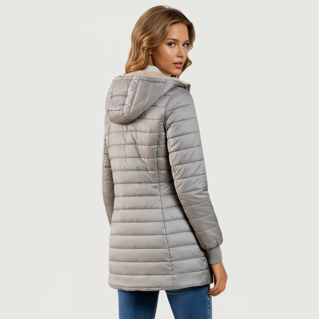 Sherpa-Lined Long Puffer Jacket for Women - View 6