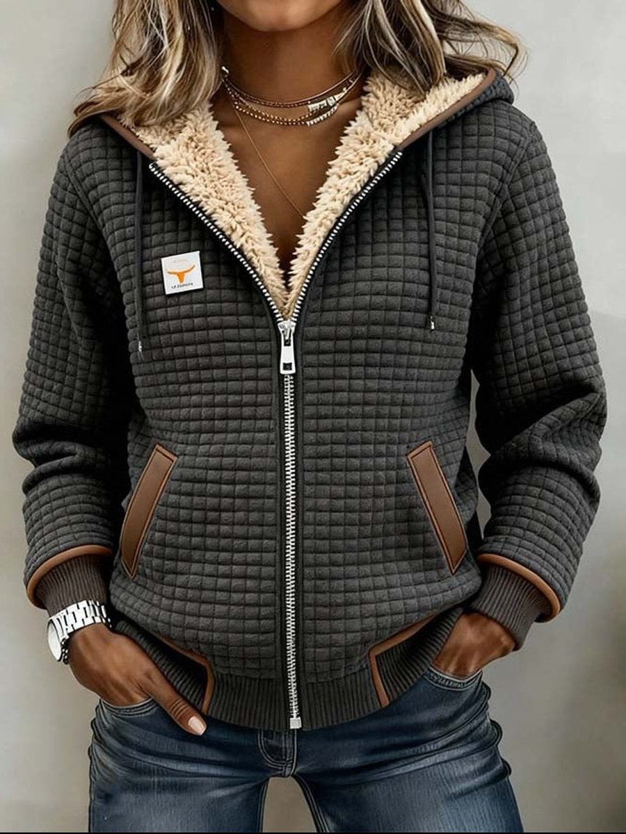 Sherpa-Lined Quilted Hooded Jacket for Women
