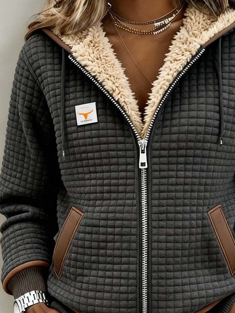 Sherpa-Lined Quilted Hooded Jacket for Women