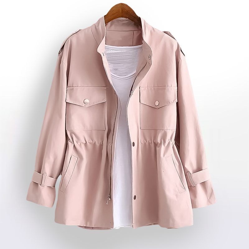 Short Lapel Trench Coat for Women - Pink