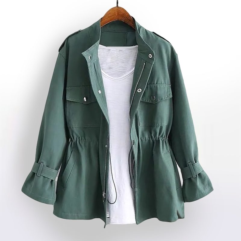 Short Lapel Trench Coat for Women - Green