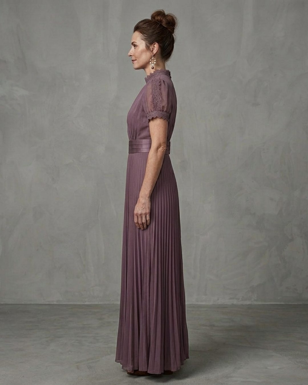 Short Sleeve Pleated Maxi Dress for Women - View 3