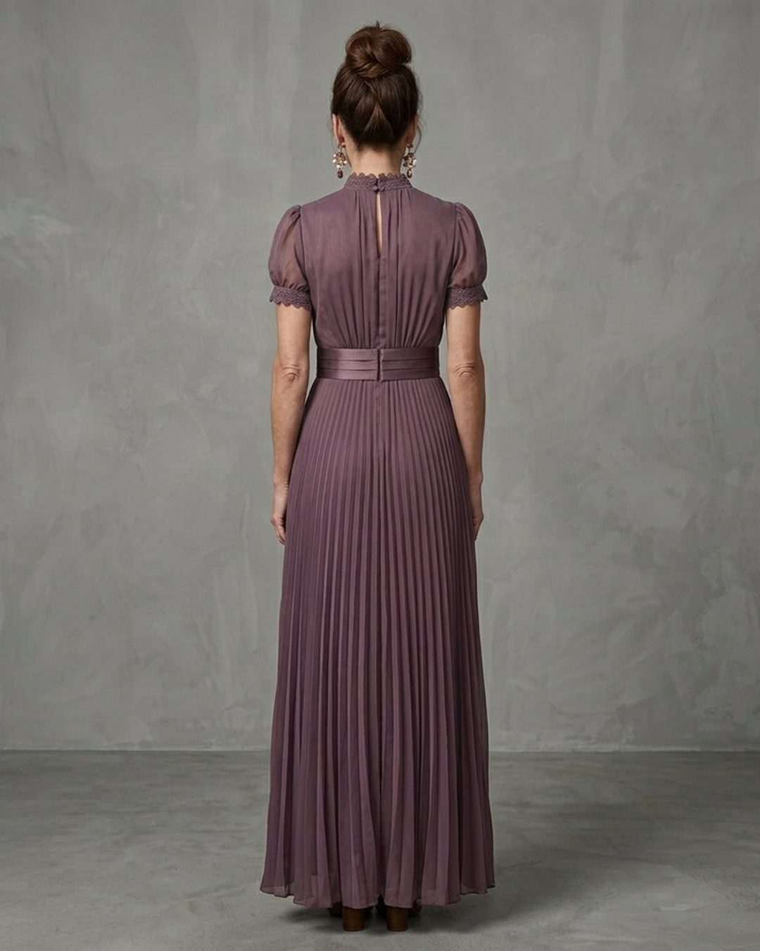 Short Sleeve Pleated Maxi Dress for Women - View 4