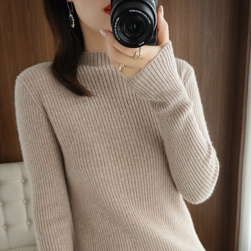 Short Sleeve Ribbed Knit Crew Neck Sweater for Women - Light Camel