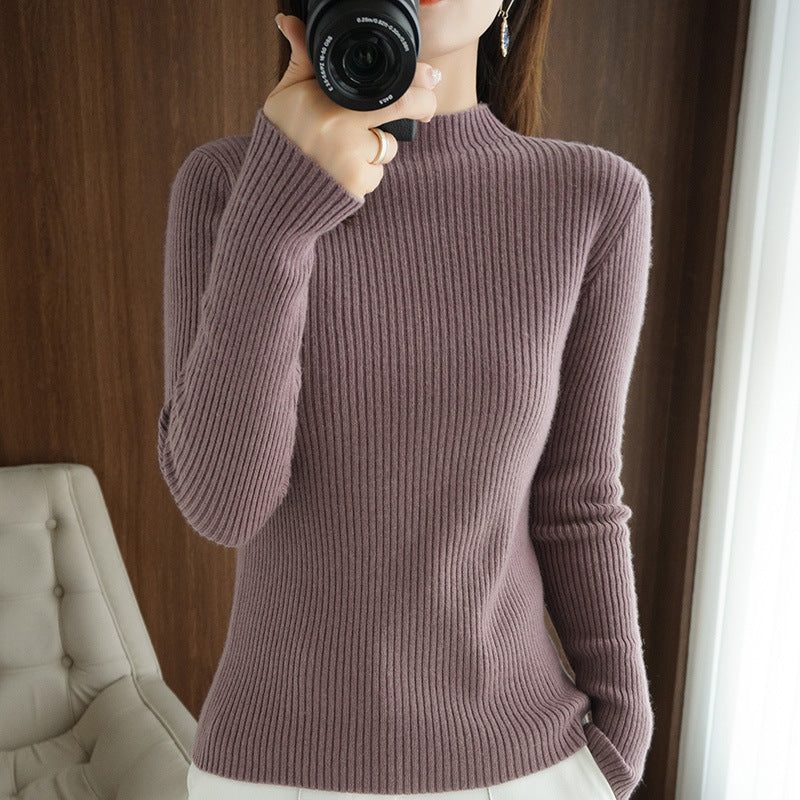 Short Sleeve Ribbed Knit Crew Neck Sweater for Women - Light Violet