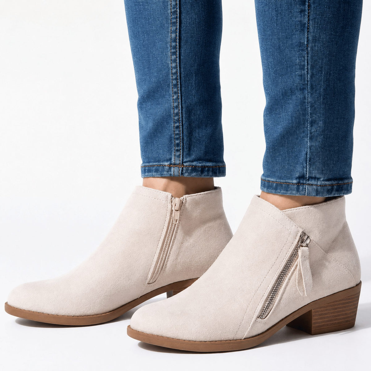 Side Zip Block Heel Ankle Boots for Women - View 17