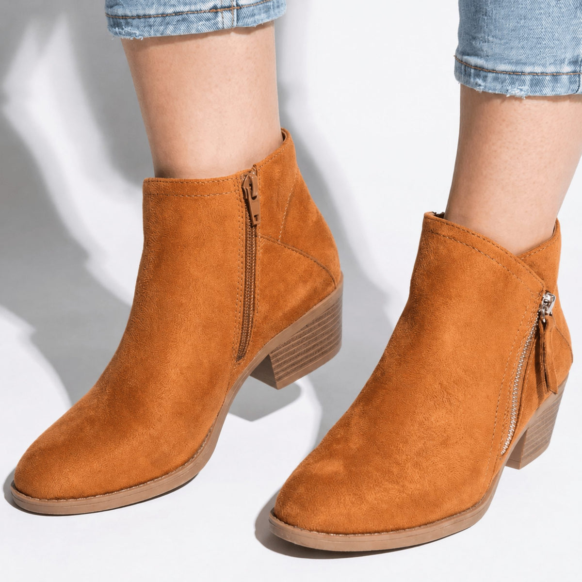 Side Zip Block Heel Ankle Boots for Women - View 7