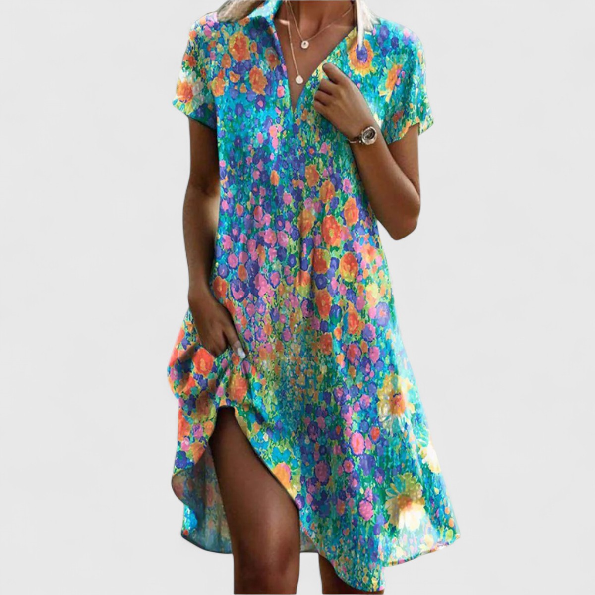 Polka Dot Short Sleeve Dress for Women