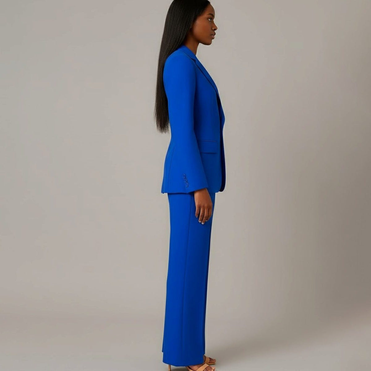 Single-Button Wide Leg Blazer Suit Set for Women - View 11