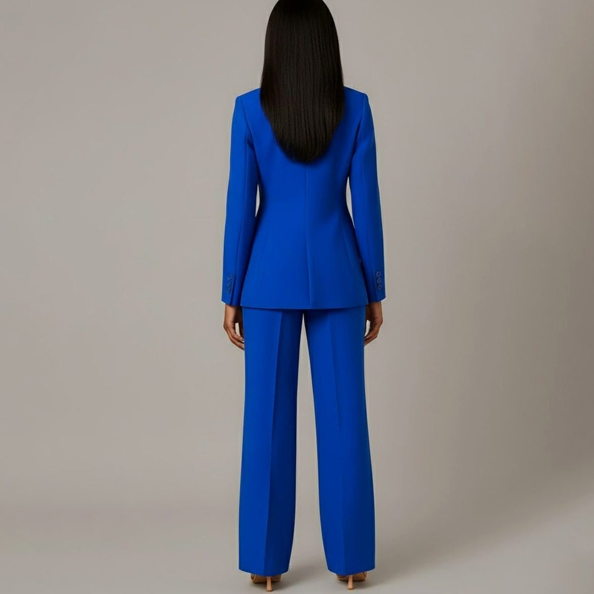 Single-Button Wide Leg Blazer Suit Set for Women - View 12