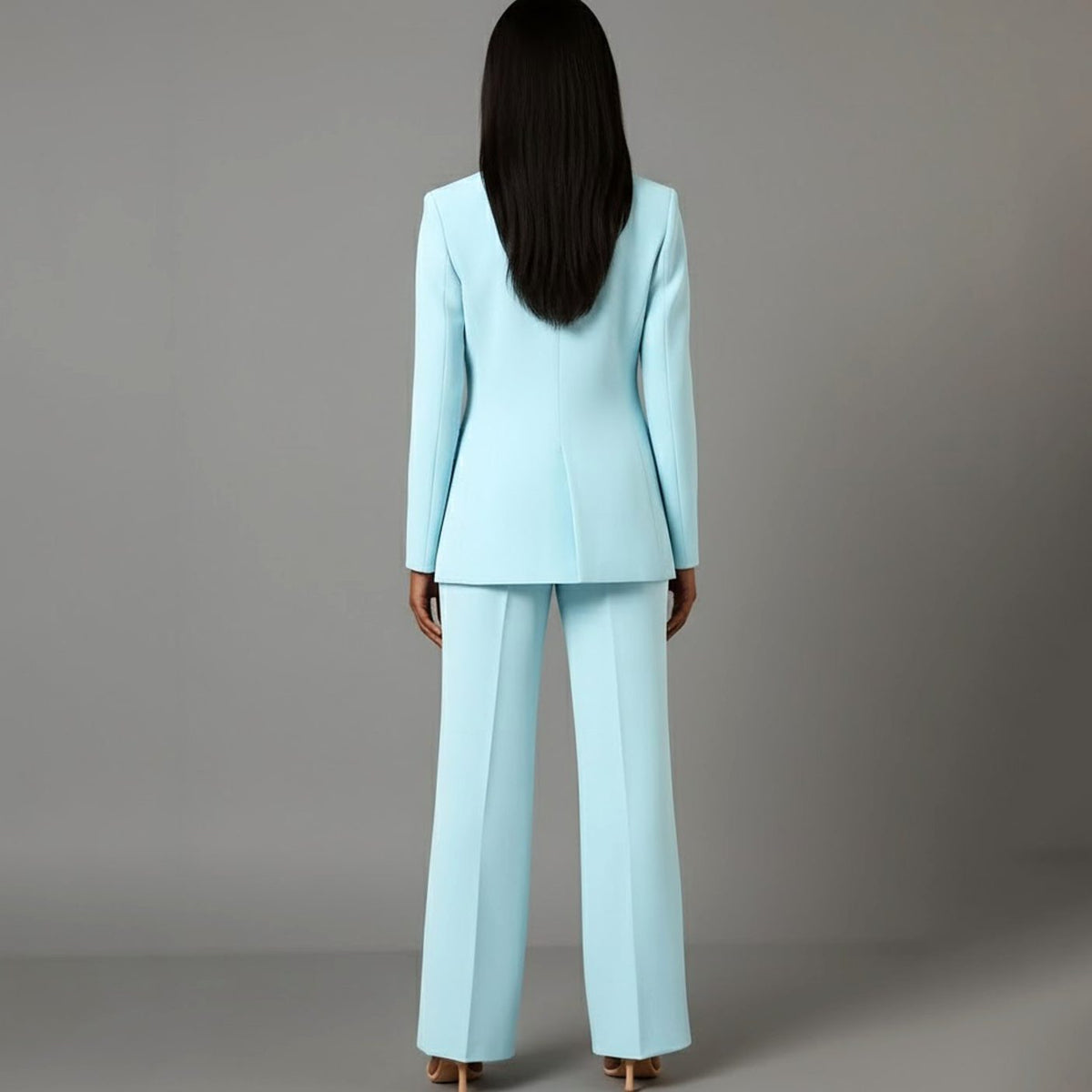 Single-Button Wide Leg Blazer Suit Set for Women - View 13