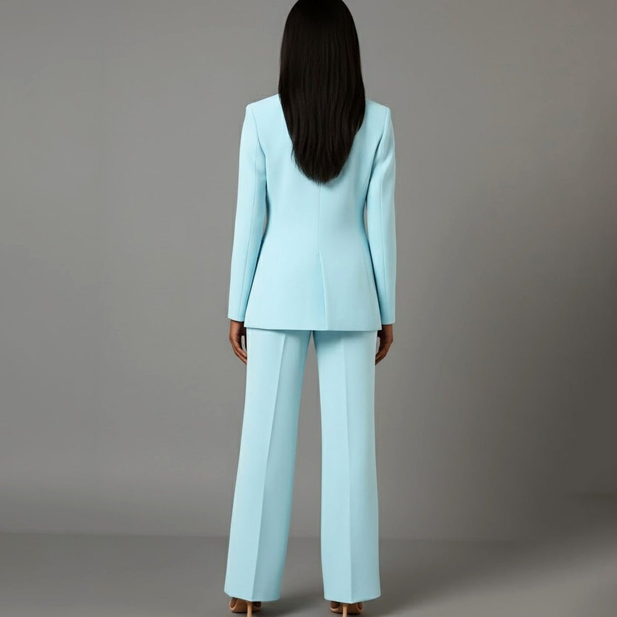 Single-Button Wide Leg Blazer Suit Set for Women - View 15