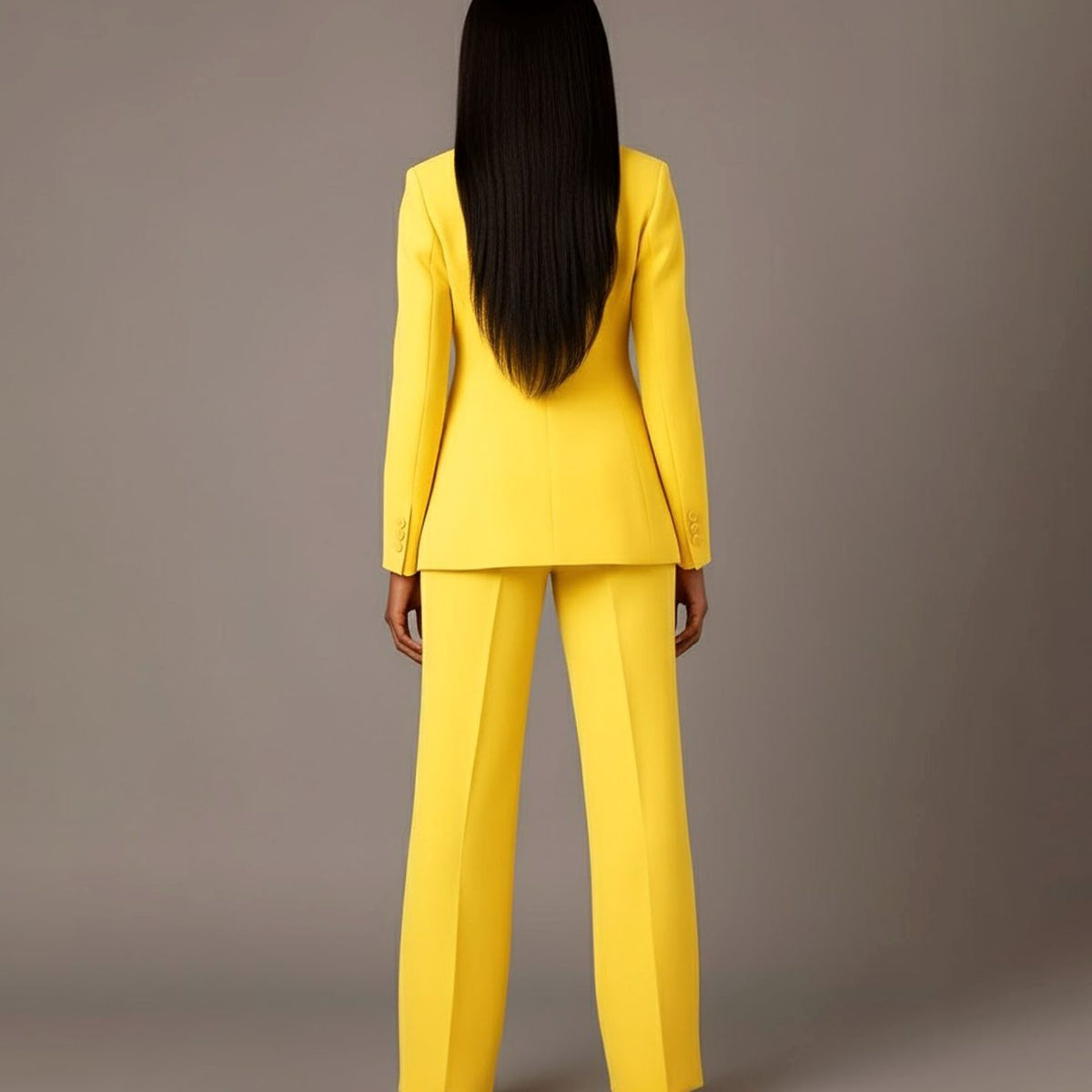 Single-Button Wide Leg Blazer Suit Set for Women - View 18
