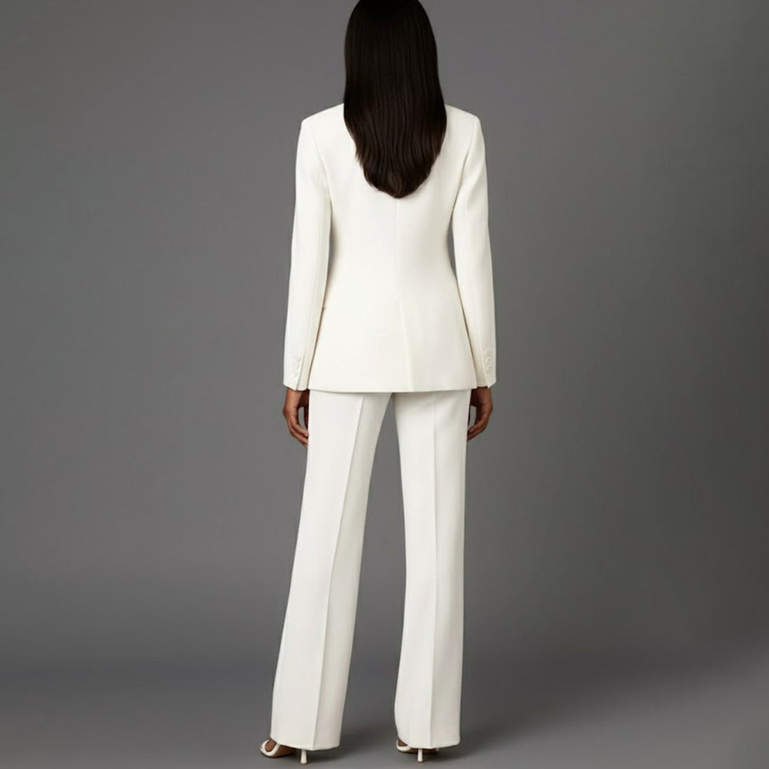 Single-Button Wide Leg Blazer Suit Set for Women