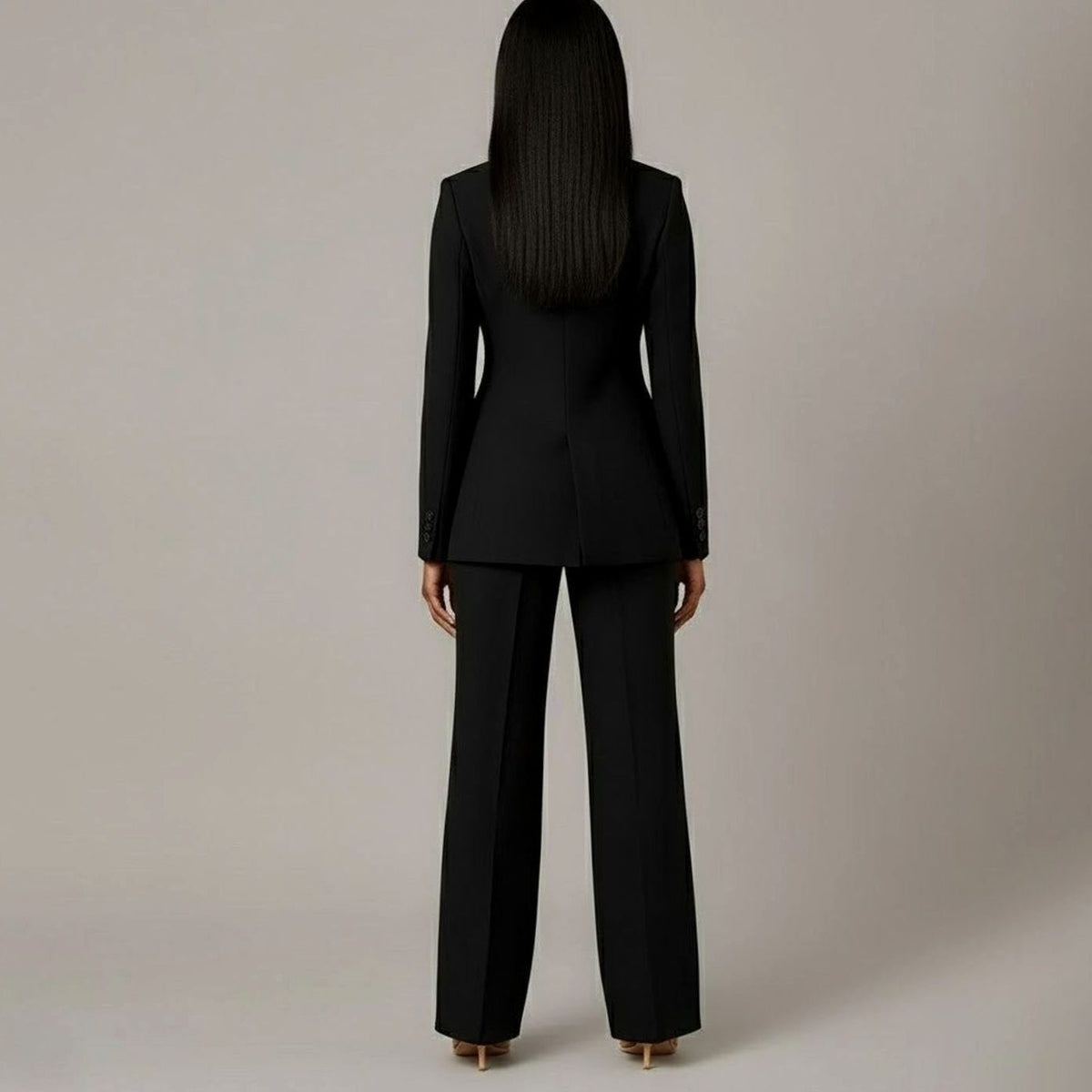 Single-Button Wide Leg Blazer Suit Set for Women - View 6