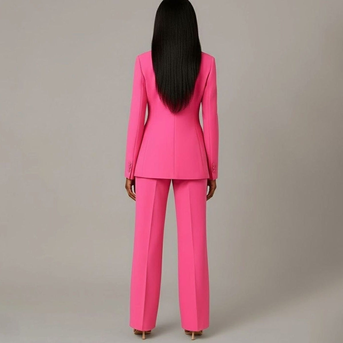 Single-Button Wide Leg Blazer Suit Set for Women - View 9