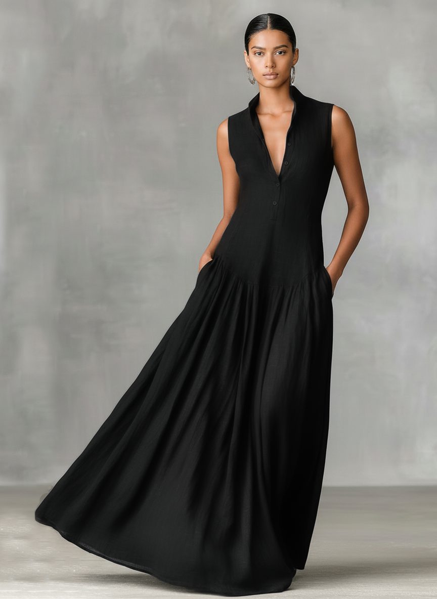 Sleeveless Button-Front Maxi Dress for Women - View 4