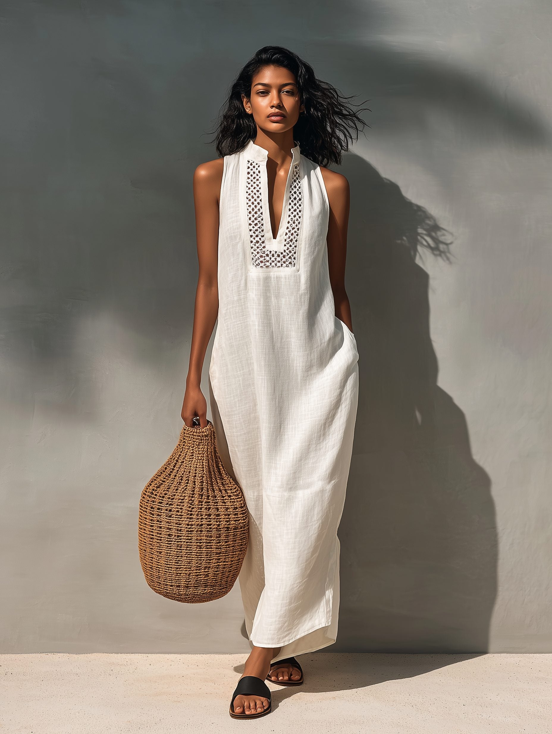 Sleeveless Maxi Dress with Cutout Neckline for Women - View 6