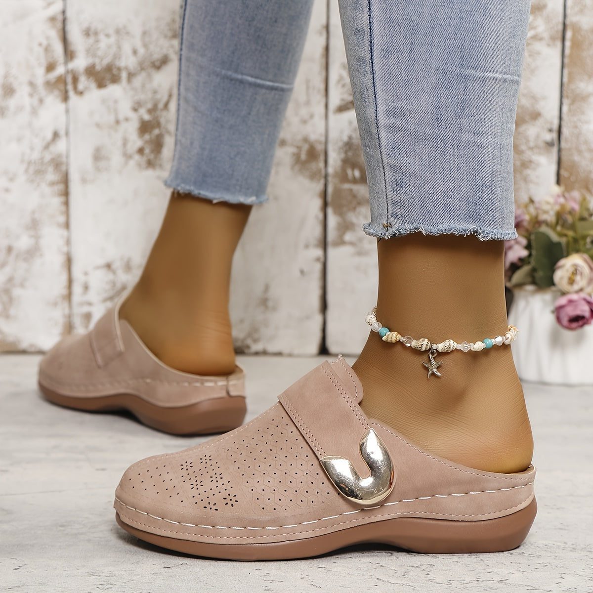 Slip-On Loafer Flats for Women - Beige