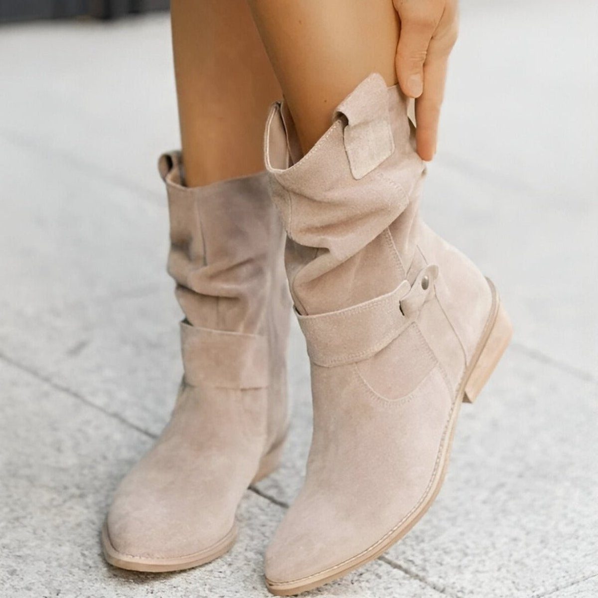 Slouchy Block Heel Mid-Calf Boots for Women - View 6