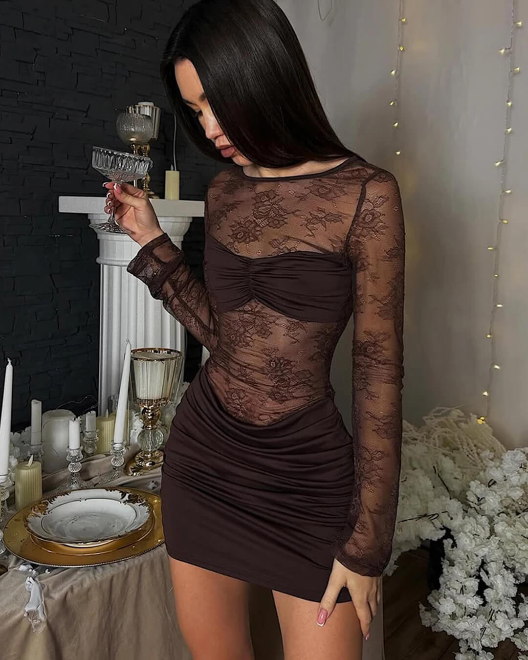 Backless Lace Mini Dress for Women