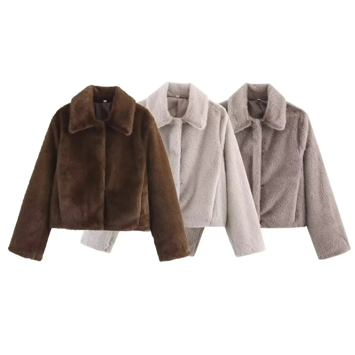 Cropped Faux Fur Jacket for Women