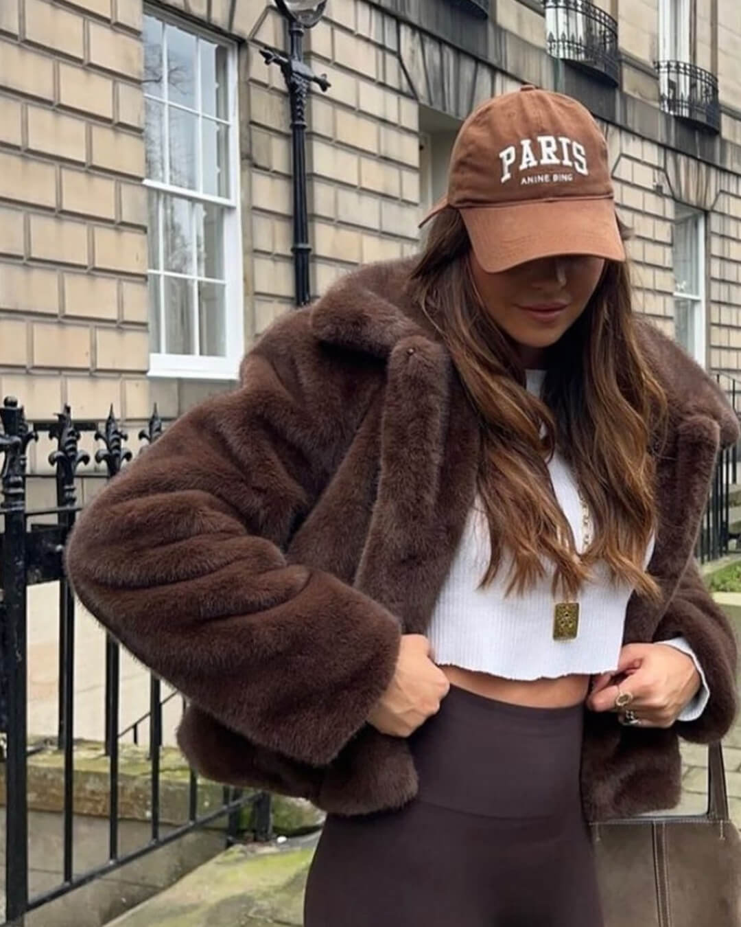Cropped Faux Fur Jacket for Women