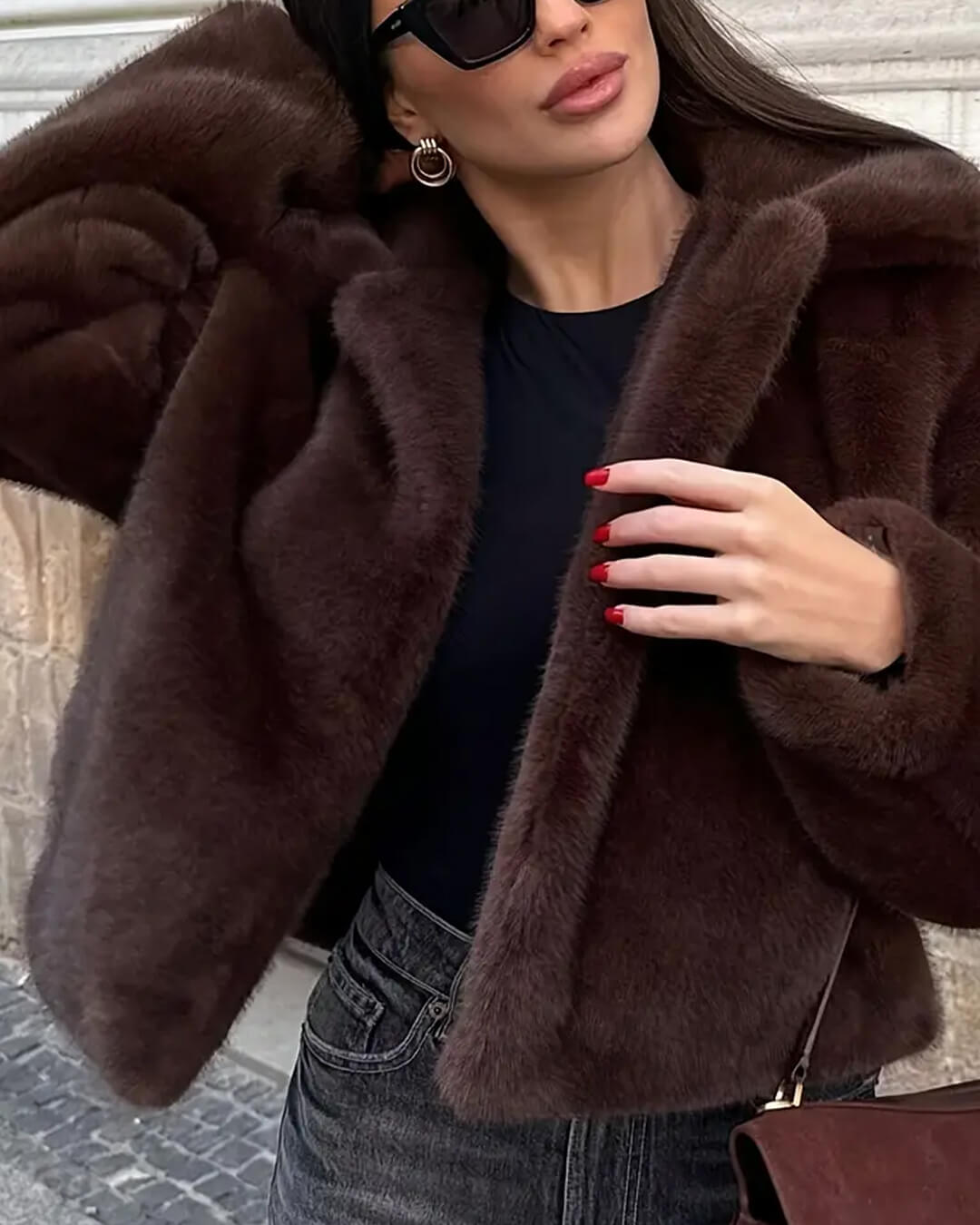 Cropped Faux Fur Jacket for Women