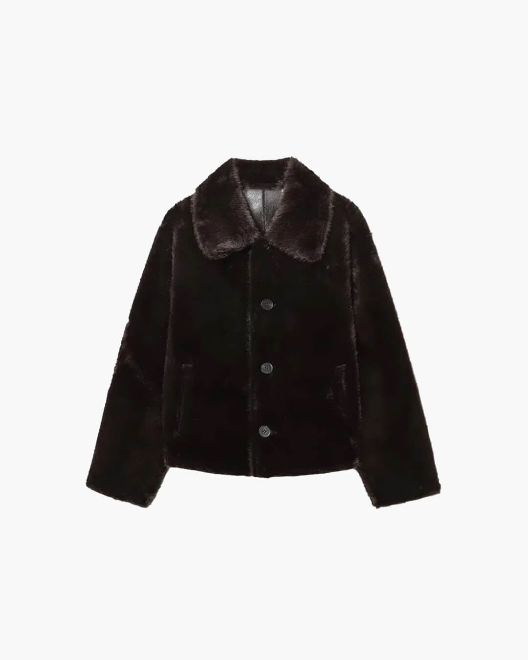 Faux Fur Collar Reversible Faux Leather Jacket for Women