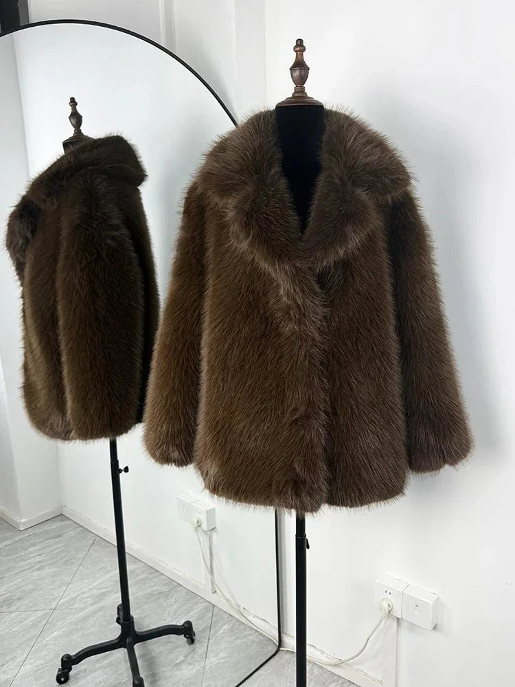 Oversized Faux Fur Coat for Women