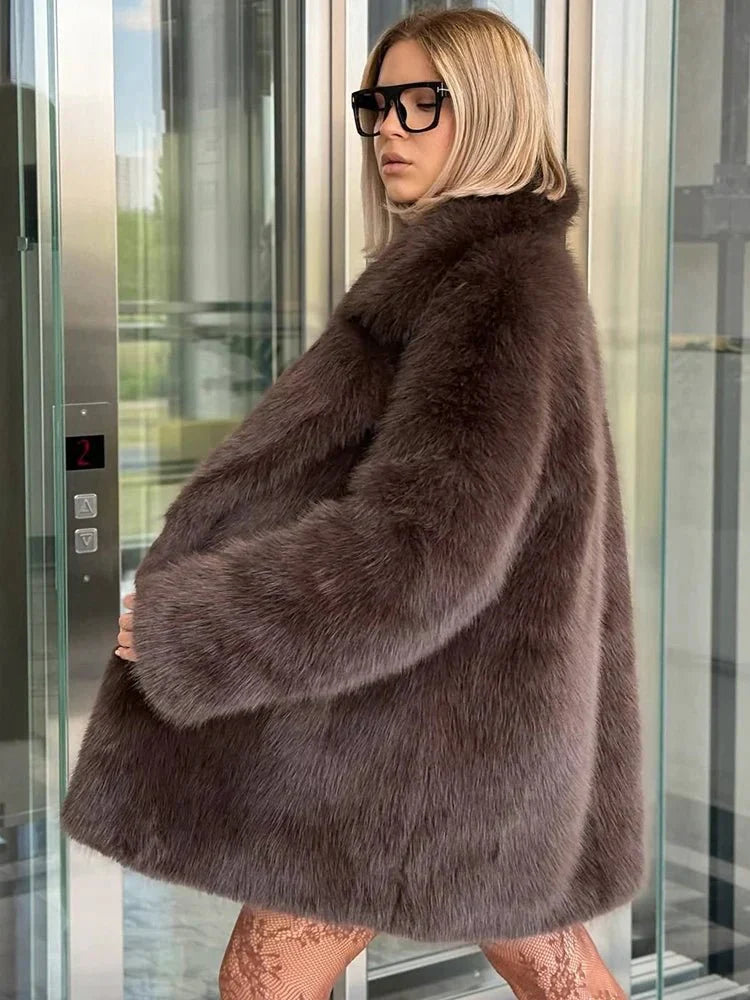 Oversized Faux Fur Coat for Women