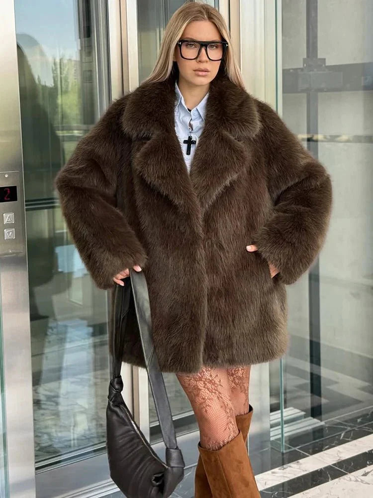 Oversized Faux Fur Coat for Women