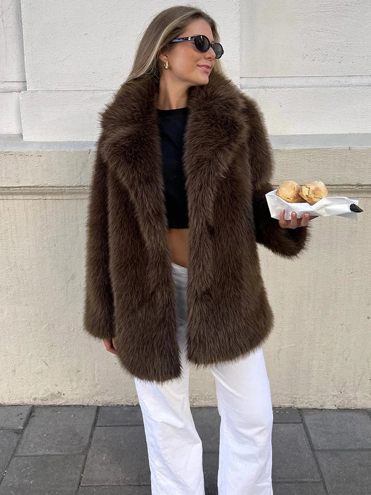 Oversized Faux Fur Coat for Women