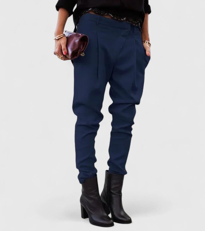 Straight Leg Pants with Mid-Rise Waist for Women