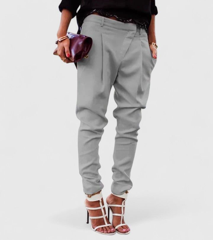 Straight Leg Pants with Mid-Rise Waist for Women