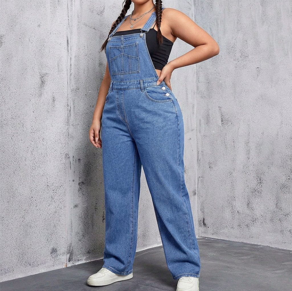 Straight Leg Denim Jumpsuit for Women