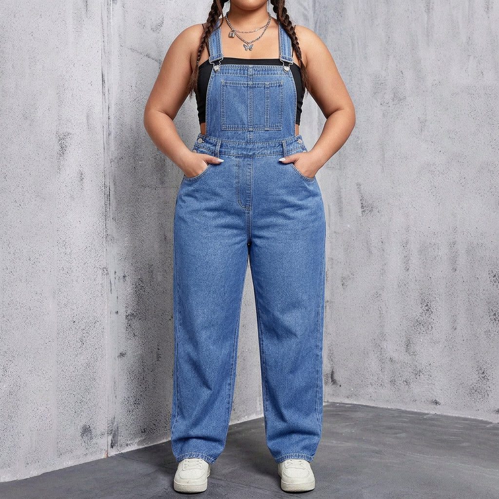 Straight Leg Denim Jumpsuit for Women - View 3