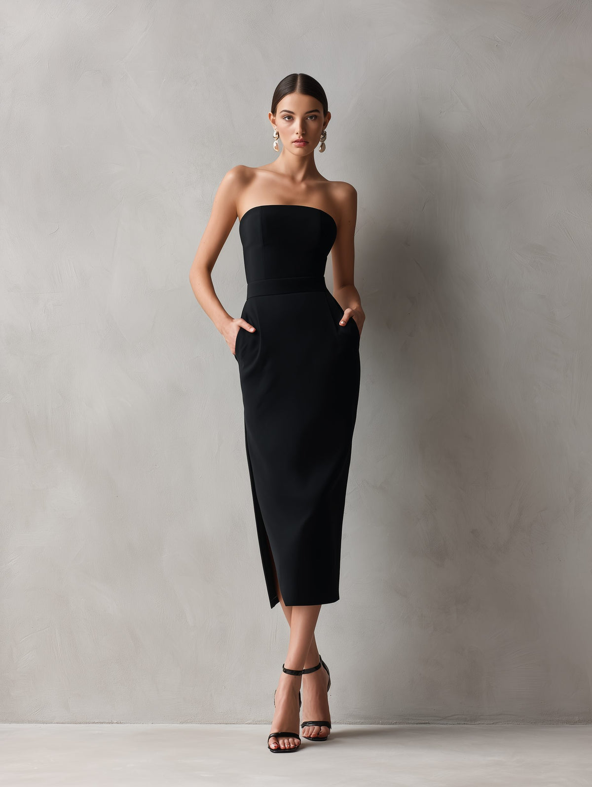 Strapless Bodycon Midi Dress for Women - View 3
