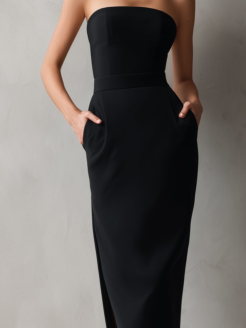 Strapless Bodycon Midi Dress for Women - View 4
