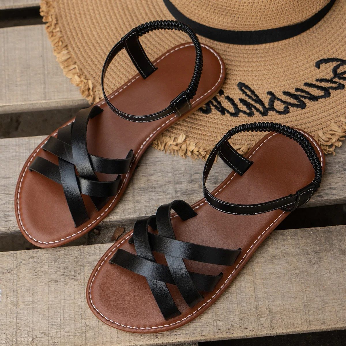 Strappy Open Toe Sandals for Women - Black (Almost sold out)