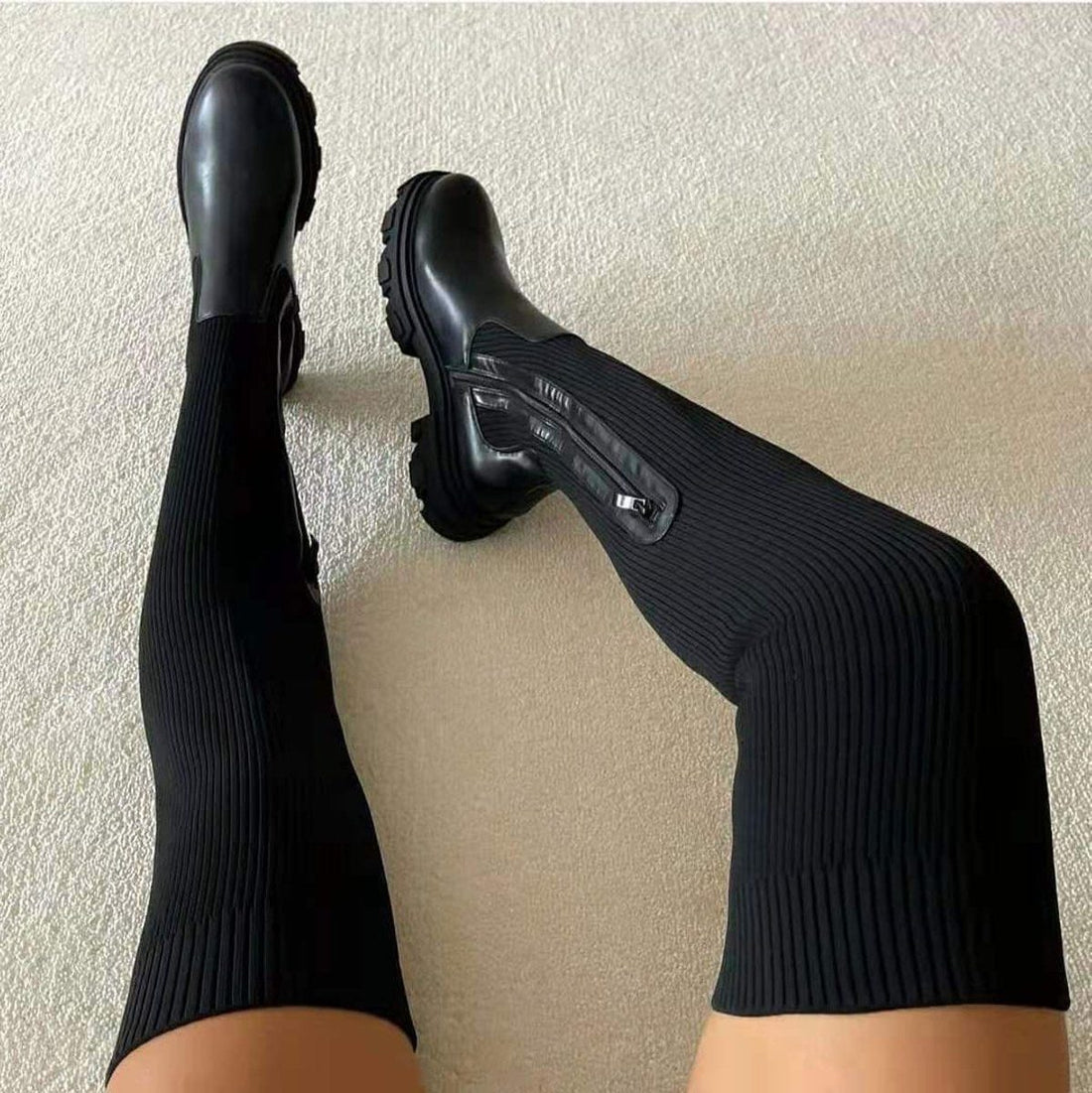 Stretch Over-The-Knee Platform Boots for Women