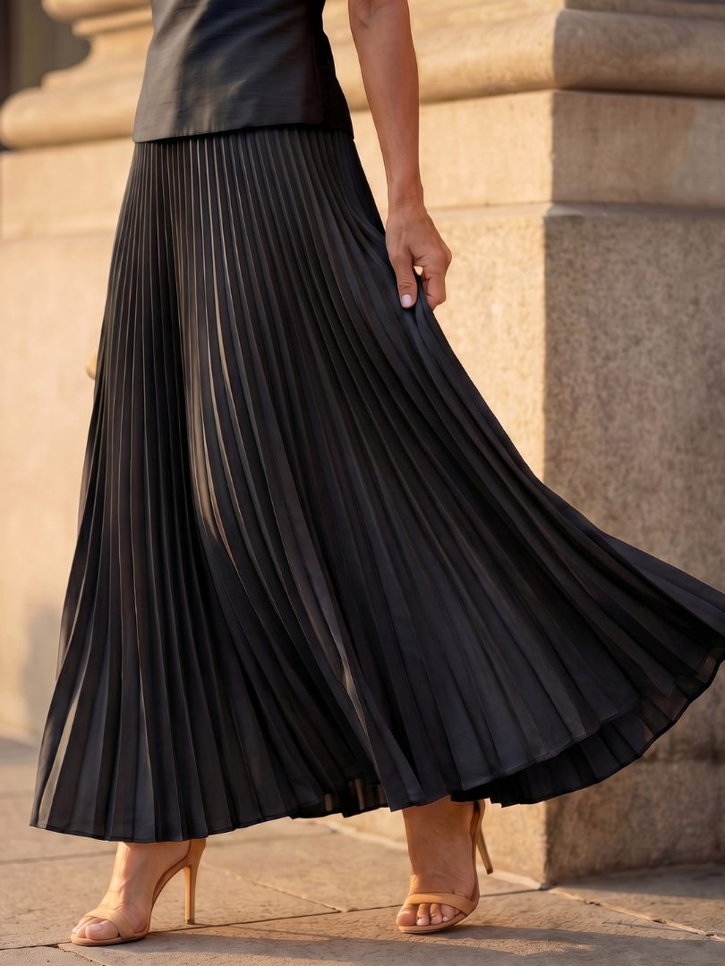 Structured Bodice Pleated Midi Skirt Set for Women - View 8