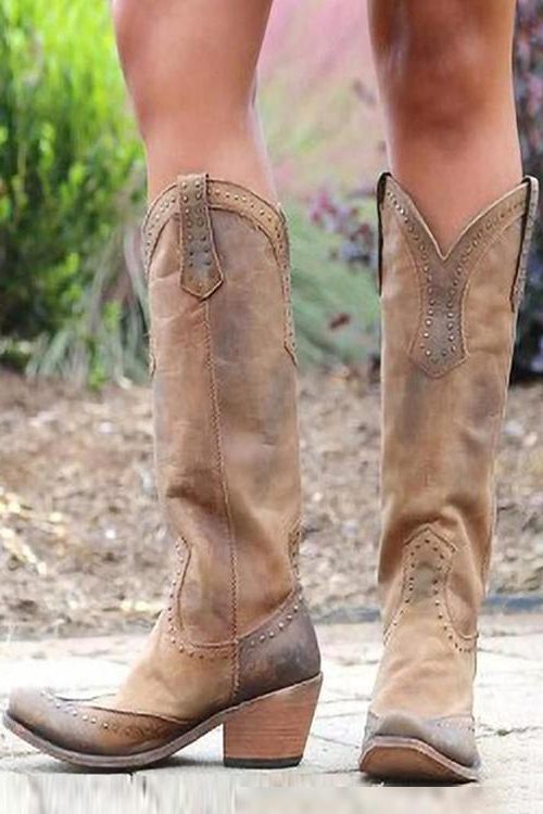 Studded Pointed Toe Cowboy Boots for Women