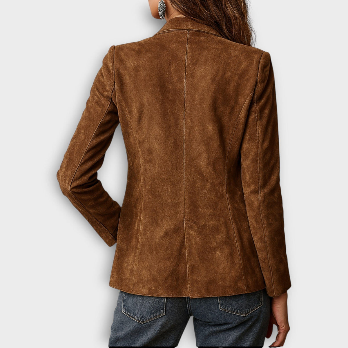 Suede Button-Down Blazer for Women - View 3