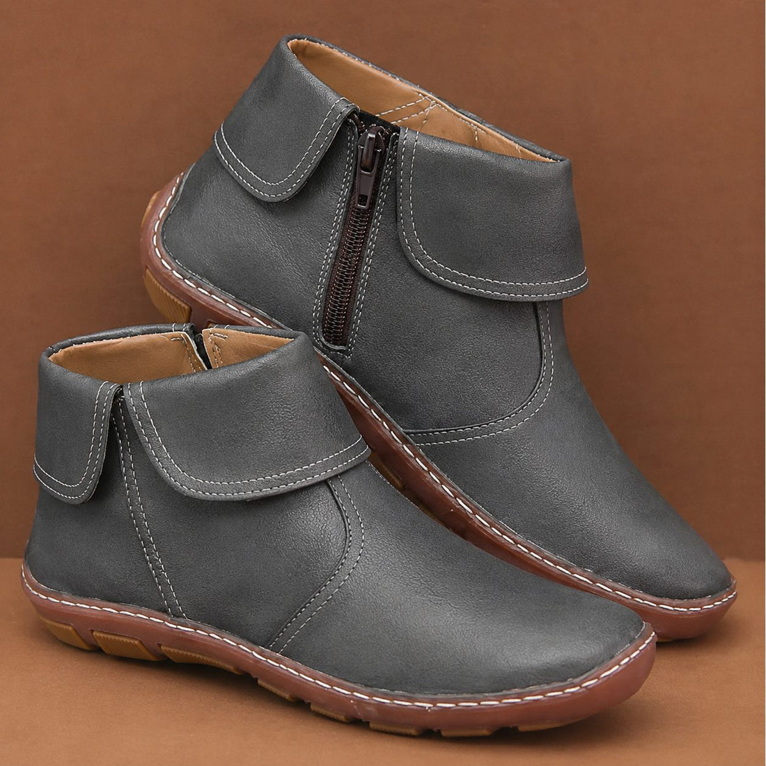 Suede Foldover Ankle Boots Winter for Women